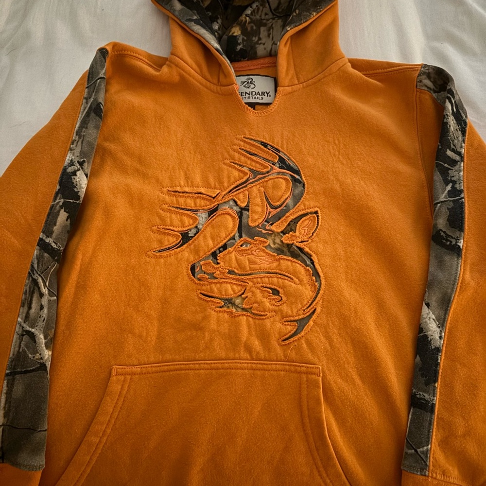 Legendary Whitetails YOUTH Orange Hoodie with Camo Accents